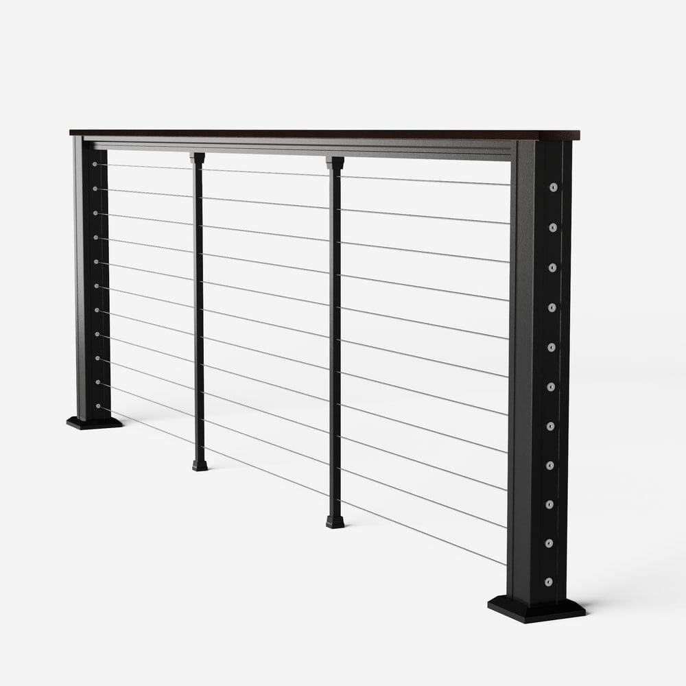 Keylink Chesapeake Horizontal Textured Black / 36" / 6’ Level Keylink Chesapeake Series Top Rail Cable Drink Rail Kit