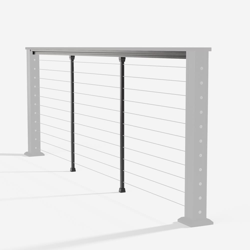 Keylink Chesapeake Horizontal Textured Black / 36" / 6’ Level Keylink Chesapeake Series Top Rail Cable Drink Rail Kit