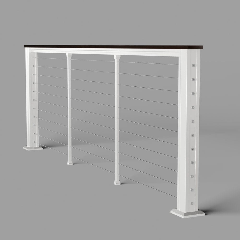 Keylink Chesapeake Horizontal Textured White / 36" / 6’ Level Keylink Chesapeake Series Top Rail Cable Drink Rail Kit