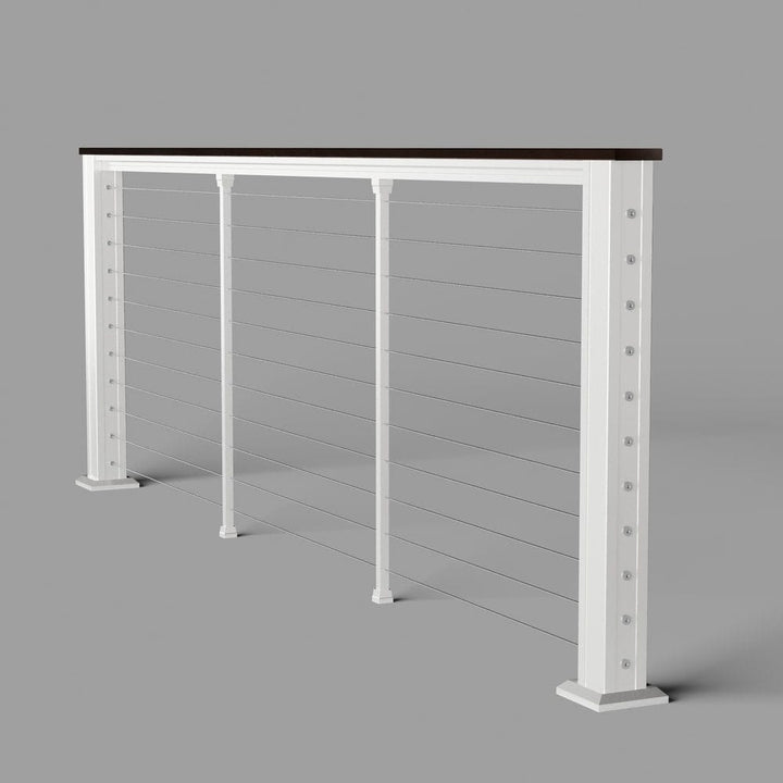 Keylink Chesapeake Horizontal Textured White / 36" / 6’ Level Keylink Chesapeake Series Top Rail Cable Drink Rail Kit