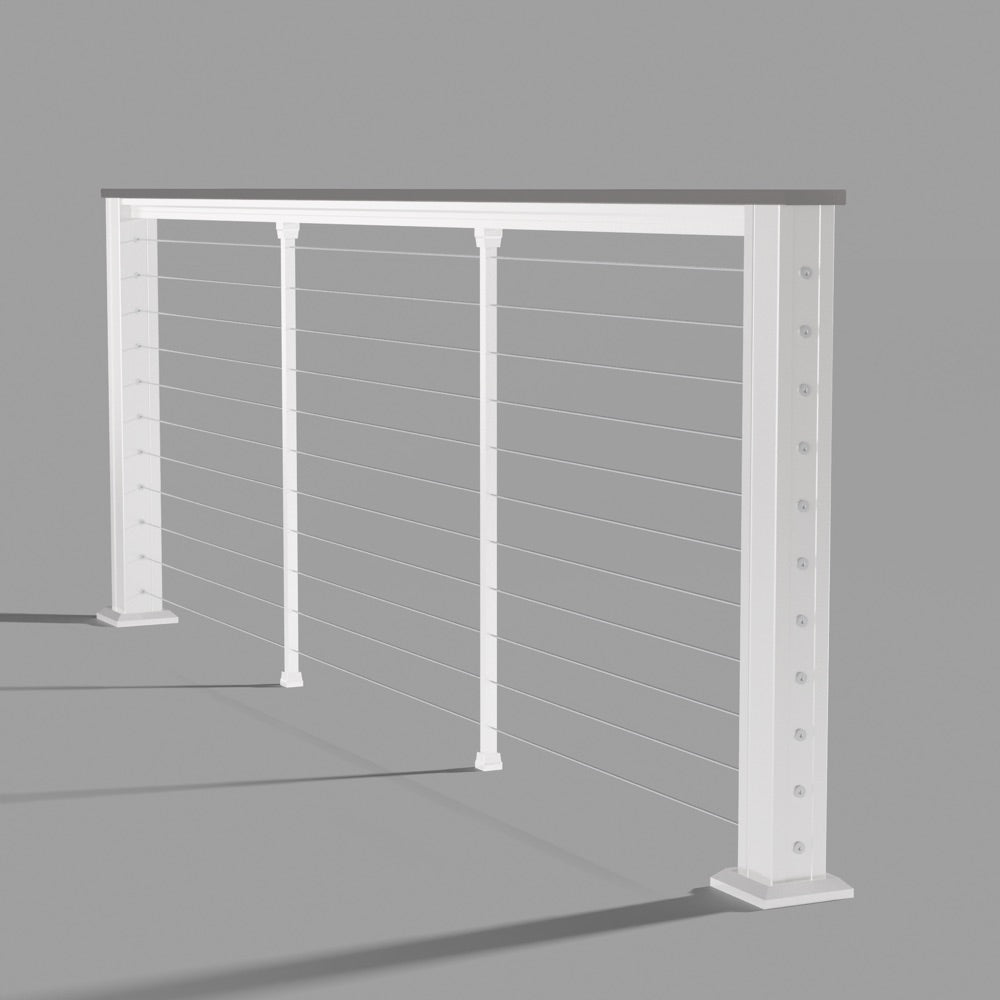 Keylink Chesapeake Horizontal Textured White / 36" / 6’ Level Keylink Chesapeake Series Top Rail Cable Drink Rail Kit