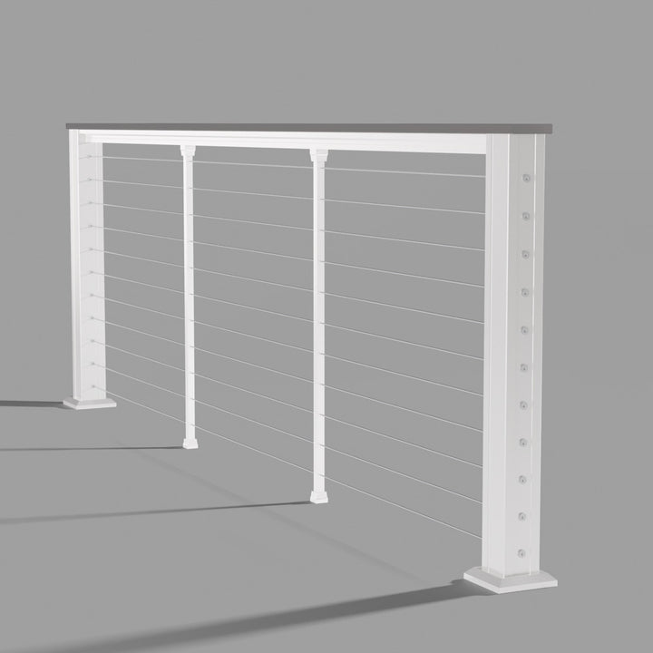Keylink Chesapeake Horizontal Textured White / 36" / 6’ Level Keylink Chesapeake Series Top Rail Cable Drink Rail Kit