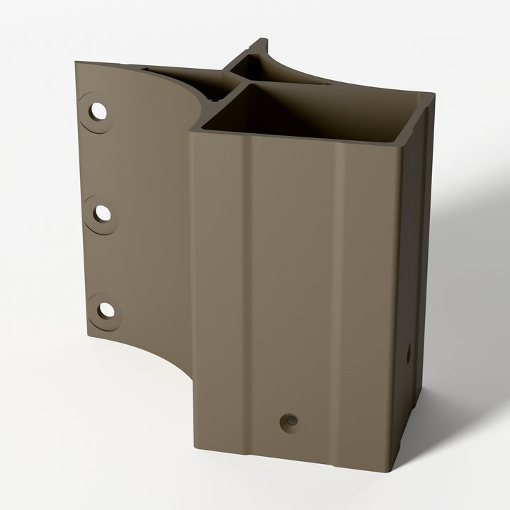 Keylink 3-1/4 in fascia mount outside corner bracket in Satin Driftwood