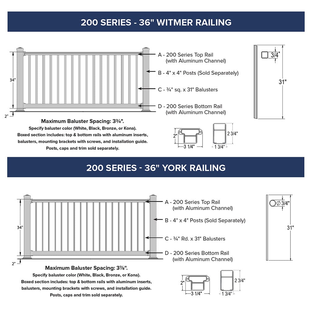 Superior Outdoor Products Vinyl Railing 200 Series 36" Vinyl Railing Kit | Superior Outdoor Products