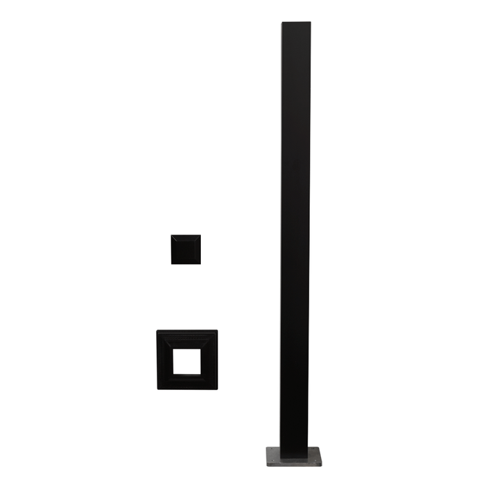 Deckorators Textured Black / 39" 2-1/2" Level Surface Mount Post, Post Cap & Trim Ring | Deckorators