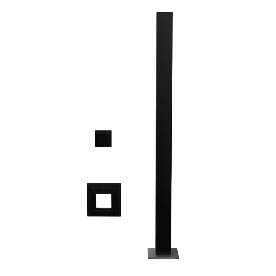 Deckorators Textured Black / 44" 2-1/2" Level Surface Mount Post, Post Cap & Trim Ring | Deckorators