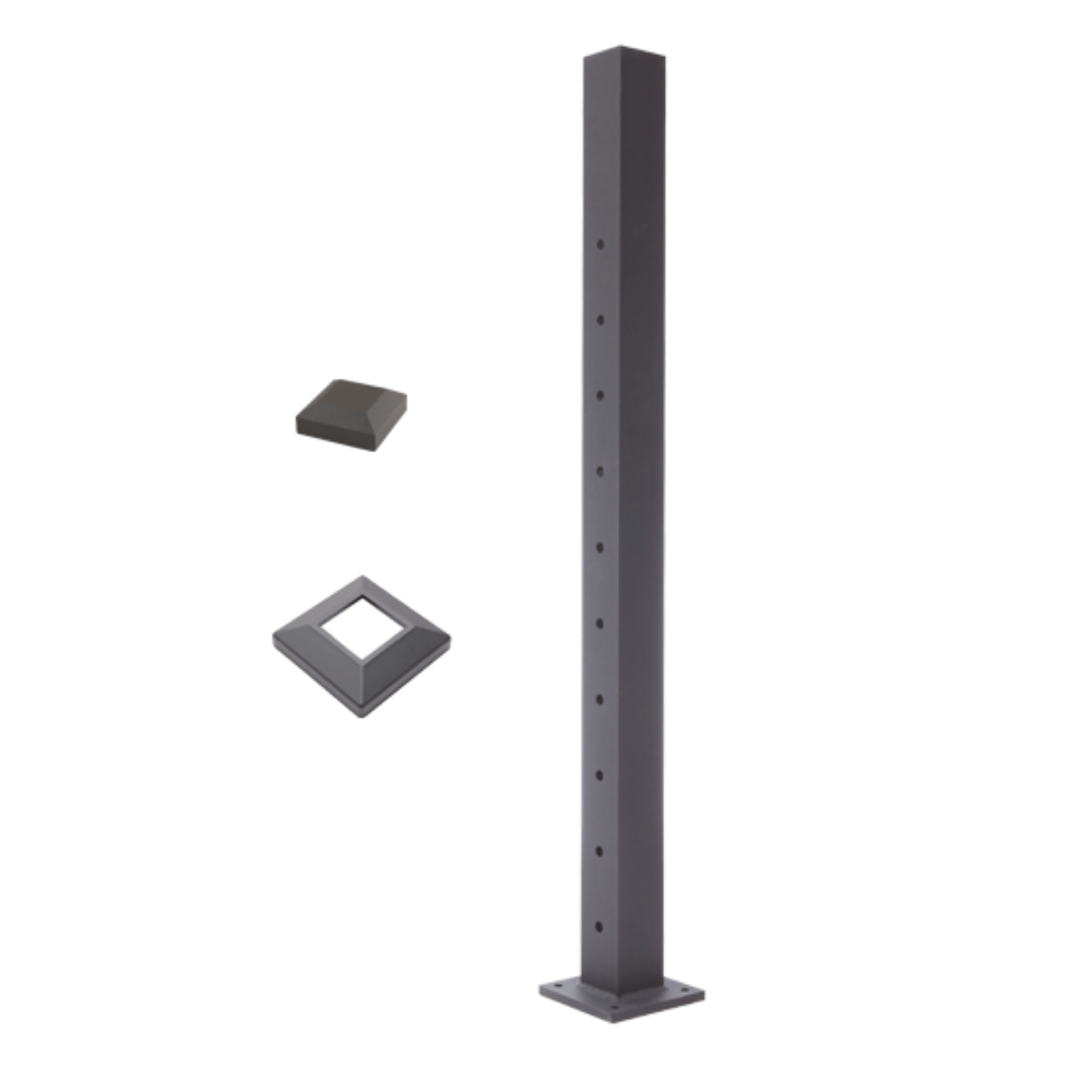 Deckorators Level End Post / Textured Black ALX 2-1/2" Horizontal Cable Railing Posts | Deckorators