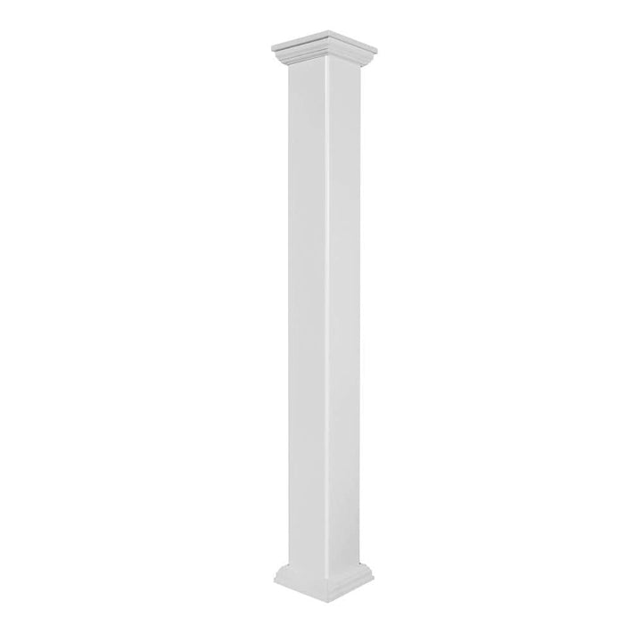 Deckorators 4\" composite post sleeve with cap and skirt in white on wood post