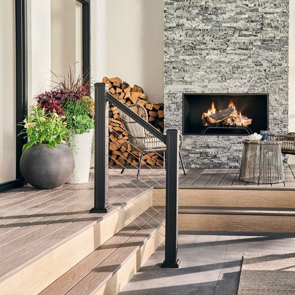 Keylink American Series Horizontal Cable Rail Textured Black / 36" / 8' Stair (93") Keylink American Series Horizontal Cable Top Rail Kit