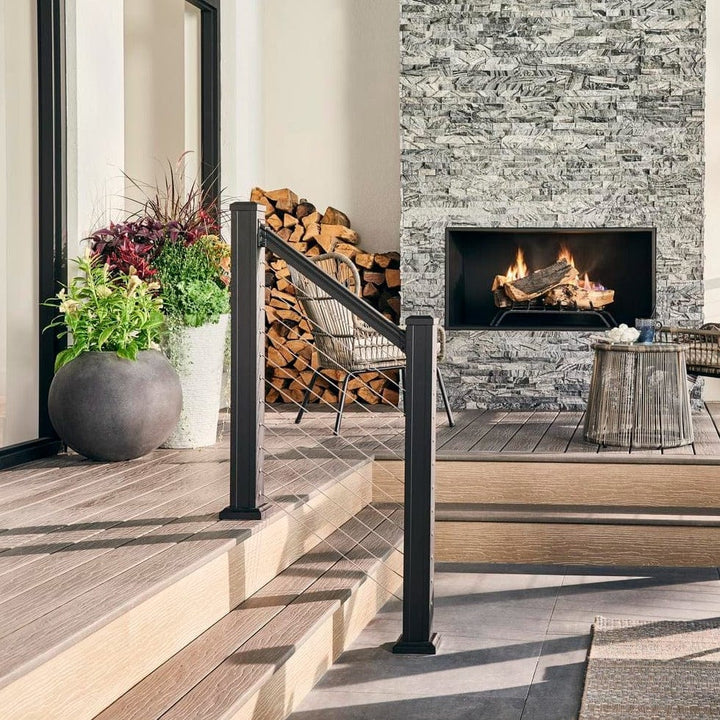 Keylink American Series Horizontal Cable Rail Textured Black / 36" / 8' Stair (93") Keylink American Series Horizontal Cable Top Rail Kit